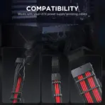 ASIAHORSE 16AWG PCIe 5.0 4KIT to 3-End 180° GPU Extension Cable – 300mm, Alloy Copper Gold-Plated Terminals, Compatible with RTX 3090Ti, 40 & 50 Series, Black Red - Image 3