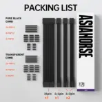 ASIAHORSE 18AWG Black PSU Cable Extension Kit – 4 Pack (24-Pin ATX, 4+4 Pin EPS, 2x PCI-E 6+2) Braided Sleeved, Soft Nylon, Cable Combs, Universal Compatibility - Image 8