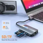 BYL 5-in-1 USB-C Hub With RJ45 Ethernet, USB 3.0 5Gbps, USB 2.0, SD/TF Card Reader, Plug & Play, Compact & Portable For MacBook & Type-C Laptops - Image 3