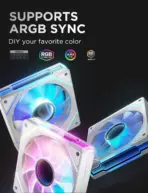 AsiaHorse AMICI GT ARGB 120mm PWM Fan 3-Pack – Reverse White, Infinity Mirror, 24 ARGB LEDs, 1800RPM, 68.5CFM, 2.0mmH2O, HDB Bearing, Low Noise 30dB, Sync-Compatible - Image 4