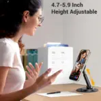 Ugreen Magnetic Phone Stand for MagSafe – 1600g Strong Grip, 360° Rotation, Height Adjustable & Foldable Desk Holder, Ergonomic Design for iPhone 12–17 Series – Black - Image 6