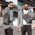 EZ EXP033 SLING BAG: Lightweight Polyester, Anti-Theft Lock, USB Port, Adjustable Strap, Hidden Pockets, Fits 9.7” iPad – Perfect for Travel, Outdoor & Urban Use | GREY-BLACK - Image 7