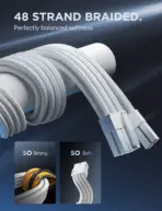 ASIAHORSE Snow Series PSU Cable Extension Kit – 16AWG Cotton Sleeved, 6-Pack, Double CPU Support, 300mm Length, PET Braided, Gold-Plated Terminals, White - Image 3