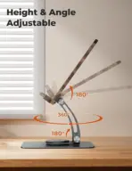 Reading B3 Stand – Foldable 360° Rotating Book/Laptop/Tablet Holder, Natural Rubber Wood & Aluminum, Height Adjustable, 10kg Load, Graphite Finish - Image 2