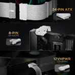 ASIAHORSE 16AWG PCIe 5.0 4KIT to 3-End 180° GPU Extension Cable – 300mm, Alloy Copper Gold-Plated Terminals, Compatible with RTX 3090Ti, 40 & 50 Series (Snow White) - Image 5