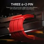 AsiaHorse 16AWG 6KIT DOUBLE Red Sleeved PSU Cable Extension Kit – 24-Pin ATX, Dual 4+4 CPU EPS, 3x PCI-E 6+2, Gold-Plated Terminals, 300mm, High-Density PET Braided - Image 4