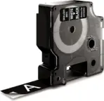 PROSPECT DM1 Compatible Label Tape – Black on White, Polyester, 12mm Width, Durable Thermal Transfer Printing, Easy-Peel Split Back, For Home & Office Labeling