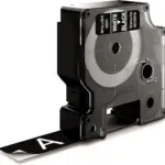 PROSPECT DM1 Compatible Label Tape – Black on White, Polyester, 12mm Width, Durable Thermal Transfer Printing, Easy-Peel Split Back, For Home & Office Labeling