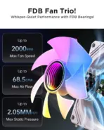 ASIAHORSE COSMIQ ARGB 120mm PWM Fan (Reverse , White, 1-Pack) – Daisy Chain Design, 2000 RPM, 68.5 CFM Airflow, HDB Bearing, Music Sync Lighting, 50,000h Lifespan  - Image 6