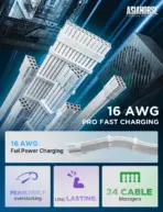 ASIAHORSE Snow Series PSU Cable Extension Kit – 16AWG Cotton Sleeved, 6-Pack, Double CPU Support, 300mm Length, PET Braided, Gold-Plated Terminals, White - Image 2