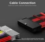 AsiaHorse 18AWG Red-Black Sleeved PSU Extension Cable Kit – 6 Pack, 300mm, PET Braided, Phosphor Copper Terminals, Durable & Flexible Cable Management Solution - Image 4