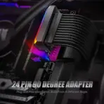 AsiaHorse 24 Pin 90° ATX Adapter with ARGB Lighting | Easy Cable Management, 5V 3-Pin Sync, 6 Addressable LEDs, Universal ATX Compatibility - Black - Image 3