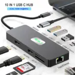 BYL 10-in-1 USB C Docking Station With Dual 4K HDMI, 100W PD Charging, 5Gbps USB 3.0, Gigabit Ethernet, SD/TF Reader, Metal Build, Plug & Play For Laptops & Smartphones