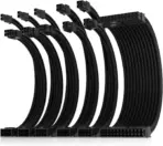 AsiaHorse 16AWG 6KIT DOUBLE Black Sleeved PSU Cable Extension Kit – 24-Pin ATX, Dual 4+4 CPU EPS, 3x PCI-E 6+2, Gold-Plated Terminals, 300mm, High-Density PET Braided