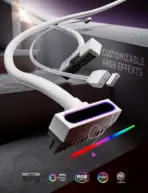 ASIAHORSE Hydrus 24-Pin ARGB PSU Left Extension Cable 500mm White – 18AWG Wires, RGB Lighting, 12V, 20.8A Current, 250W Rated Power, Premium PVC Build - Image 3