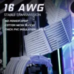 ASIAHORSE 18AWG Snow White PSU Cable Extension Kit – 4 Pack (24-Pin ATX, 4+4 Pin EPS, 2x PCI-E 6+2) Braided Sleeved, Soft Nylon, Cable Combs, Universal Compatibility - Image 2