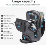 EZ EXP033 SLING BAG: Lightweight Polyester, Anti-Theft Lock, USB Port, Adjustable Strap, Hidden Pockets, Fits 9.7” iPad – Perfect for Travel, Outdoor & Urban Use | GREY-BLACK - Image 6