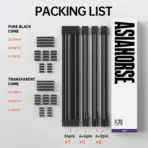 ASIAHORSE 18AWG Black-Grey PSU Cable Extension Kit – 4 Pack (24-Pin ATX, 4+4 Pin EPS, 2x PCI-E 6+2) Braided Sleeved, Soft Nylon, Cable Combs, Universal Compatibility - Image 8
