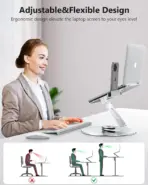 N87 Rotatable Ergonomic Laptop Stand with Phone Holder – Fits 9.7"-17", 360° Rotation, Foldable, Heat Dissipation, Heavy-Duty Base, Silver - Image 2