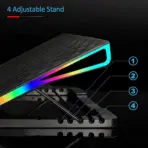 Laptop RGB Cooling Pad, Laptop Cooler, 2 USB Ports, Digital LED Display , Laptop Cooling Pad Stand with 1 Quiet Fan, Adjustable Hight ,  Suitable for 12-17.3 Inch Laptops, Black - Image 9