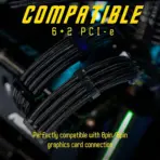 ASIAHORSE 18AWG Black PSU Cable Extension Kit – 4 Pack (24-Pin ATX, 4+4 Pin EPS, 2x PCI-E 6+2) Braided Sleeved, Soft Nylon, Cable Combs, Universal Compatibility - Image 4