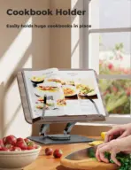 Reading B3 Stand – Foldable 360° Rotating Book/Laptop/Tablet Holder, Natural Rubber Wood & Aluminum, Height Adjustable, 10kg Load, Graphite Finish - Image 3