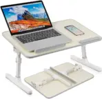 Laptop Stand D1-S 14”-17” | Adjustable Height & Angle | MDF + Aluminum Foldable Table with Wrist Pad – Wooden (52x30cm)