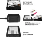 SATA/PATA/IDE Drive to USB 2.0 Adapter Converter Cable for 2.5/3.5 Inch Hard Drive/5 inch Optical Drive with External AC Power Adapter - Image 7