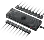 ASIAHORSE Zezzio 9-Port ARGB & PWM Fan Hub – Supports 9x 5V 3-Pin ARGB Fans & 9x PWM Fans, Aura Sync Compatible, Clean Cable Management, Black