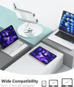 N87 Rotatable Ergonomic Laptop Stand with Phone Holder – Fits 9.7"-17", 360° Rotation, Foldable, Heat Dissipation, Heavy-Duty Base, Silver - Image 7
