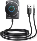 UGREEN Bluetooth 5.4 Aux Car Adapter With Enhanced Connection, Noise Cancellation, Nylon Braided Cable, Plug & Play For Hands-Free Calls, Stereo Audio, Dual Device Pairing