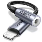 UGREEN Lightning to 3.5mm Audio Adapter (10 cm, Grey) – Apple MFi Certified, 48 kHz/24-bit Hi-Fi Sound, Durable Nylon Braid, Compatible with iPhone 14/13/12/11/SE & iPad Models - Image 2