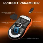 ATTACK SHARK X3 Orange Tri-Mode Wireless Gaming Mouse | 49g Ultralight, PAW3395 Sensor, 26K DPI, Kailh GM8.0 Switches, 650 IPS, 50G, BT/2.4G/USB-C, 5 Programmable Buttons - Image 6