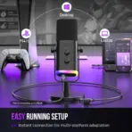 FIFINE AMPLIGAME AM8 USB/XLR Dynamic Microphone – Black | RGB Lighting, Tap-to-Mute, Cardioid Pattern, Volume & Monitoring Controls, Dual Connection for Gaming & Streaming - Image 8