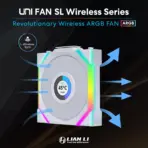 Lian Li UNI Fan SL LCD Wireless 120mm ARGB Fan - Triple Pack - 1.6" LCD -  2.4 GHz Wireless Signal for RGB & Fan Control - Daisy-Chain Design - Controller Included and Required - White (12SLLCD1W3W) - Image 3