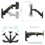 Wall Mount Bracket Arm for LED LCD TV Screen Monitor  - Full Motion Articulating Swivel for 17" ~ 27" Inch Monitors with Adjustable Gas Spring  - Image 3