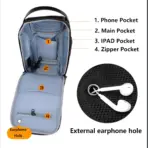 EZ EXP035 SLING BAG: Waterproof Carbon Fiber Build, Anti-Theft Lock, USB Port, Multi-Compartment Design, Fits 7.9" iPad – Ideal for Hiking, Travel & Daily Use | BLACK - Image 5