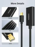 UGREEN Mini DisplayPort To HDMI Converter 4K Black | Supports 3840x2160 @30Hz | Audio Video Sync | Gold-Plated | For MacBook Surface ThinkPad Zenbook Intel NUC - Image 4