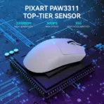 ATTACK SHARK X11 Tri-Mode Wireless Gaming Mouse – 62g Ultra-Light, 22000 DPI PAW3311 Sensor, RGB Dock, Ergonomic, 65h Battery, Programmable | White - Image 7