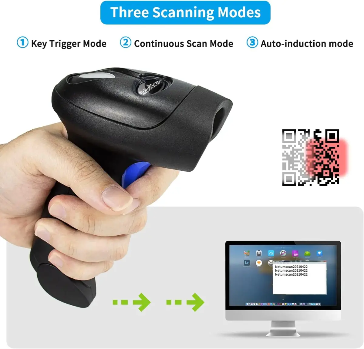Handheld USB QR Barcode Scanner, USB-A Wired Automatic 1D 2D Image Bar ...