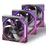 ASIAHORSE NYOTA ARGB 120mm Fan 3-Pack Reverse Black – PWM 800–2000RPM, 61.5 CFM Airflow, <29dBA Noise, Hydraulic Bearing, ARGB Sync, High-Performance Cooling - Image 2