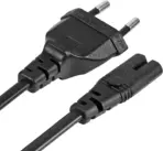 EU 2- Slot Power Cable Euro Plug to IEC320 C7 Figure 8 Non-Polarized 2 Prong European Power Cord  1.5 meter for TV, PS3, PS4, Computers, Printers - Image 3