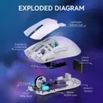 ATTACK SHARK X11 Tri-Mode Wireless Gaming Mouse – 62g Ultra-Light, 22000 DPI PAW3311 Sensor, RGB Dock, Ergonomic, 65h Battery, Programmable | White - Image 6