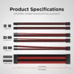 AsiaHorse 18AWG Red-Black Sleeved PSU Extension Cable Kit – 6 Pack, 300mm, PET Braided, Phosphor Copper Terminals, Durable & Flexible Cable Management Solution - Image 7