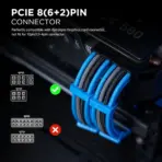AsiaHorse 18AWG Blue-Grey-Black Sleeved PSU Extension Cable Kit – 6 Pack, 300mm, PET Braided, Phosphor Copper Terminals, Durable & Flexible Cable Management Solution - Image 4