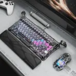 GravaStar Mercury K1 Pro Cyberpunk Special Edition 75% Tri-Mode Mechanical Keyboard With FR4 Plate,  x Kailh Speedy Mint Linear Switches , Dual RGB Zones, 8000mAh Battery, PBT Keycaps, Aluminum Alloy Exoskeleton  - Image 8