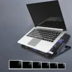 K4 Laptop Cooler – 4 Adjustable Fans, RGB, 9"-17" Support, 5-Level Height, 4 USB Ports, 700–1400 RPM, Metal Mesh, 370×265×33–58mm, Foldable Clamp Design - Image 5