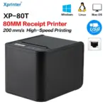 Xprinter  XP-80T POS Thermal Receipt Printer, 80mm , Auto Cutter, Cash Drawer Connection Port, USB / USB+Lan Interface, Support Windows/Mac/Linux, Restaurant Kitchen Printer for ESC/POS - With 1 roll Paper