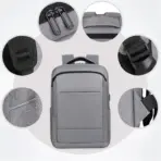 Business Slim Formal Laptop Backpack for up to 15.6 Inch - Durable Oxford Textile - USB Charging Port - Organized Compartments - Waterproof - Heavily Padded for Sensitive Electronics Impact Protection - GREY - Image 2