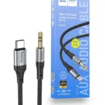HOCO UPA26 Type-C to 3.5mm Audio Cable – 1M Braided Nylon, Built-in DAC Chip, Hi-Fi Lossless Sound, Gold-Plated Connectors, Oxygen-Free Copper Core, Zinc Alloy Shell, Black